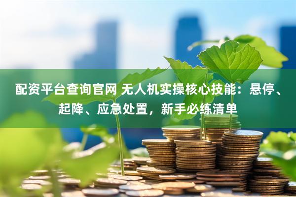 配资平台查询官网 无人机实操核心技能：悬停、起降、应急处置，新手必练清单